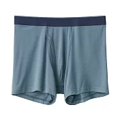 【MUJI 無印良品】男柔滑前開拳擊內褲 XL 煙燻藍