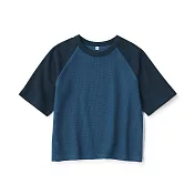 【MUJI 無印良品】兒童五分袖T恤 110 藍色