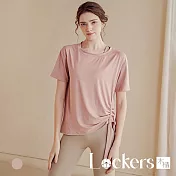 【Lockers 木櫃】春夏短袖速乾顯瘦寬鬆運動上衣 L113071701 M 粉色玫瑰