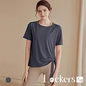 【Lockers 木櫃】春夏短袖速乾顯瘦寬鬆運動上衣 L113071701 XL 藍灰色