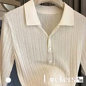 【Lockers 木櫃】法國小眾POLO翻領薄款針織衫 L113071706 M 白色