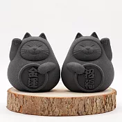 【開運送禮】胖胖金運+招福貓一對(大)8cm 炭錢黑