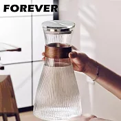 【日本FOREVER】高硼硅耐熱玻璃直條紋木柄水壺細腰款1500ML