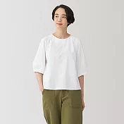 【MUJI 無印良品】女速乾平織布五分袖套衫 M 白色