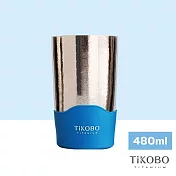 【鈦工坊TiKOBO】純鈦雙層真空 蛋形杯_480ml/馬克杯/水杯 _撞色深藍