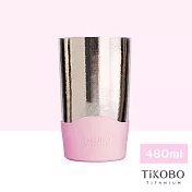 【鈦工坊TiKOBO】純鈦雙層真空 蛋形杯_480ml/馬克杯/水杯 _山櫻粉