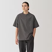 【MUJI 無印良品】男涼感亨利領布帛短袖T恤 M 深灰