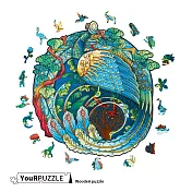 【YouRPUZZLE】木質不規則立體拼圖 圓形孔雀