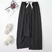 【AnZa】棉綢涼感輕薄純色長褲闊腿褲(多色) FREE 黑色