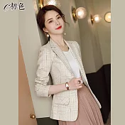 【初色】休閒顯瘦短版西裝外套-共2色-66280(M-2XL可選) L 杏色