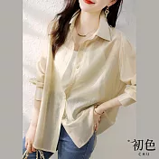 【初色】輕薄透氣百搭翻領單排扣防曬外套-共4色-68783(M-XL可選) M 杏色