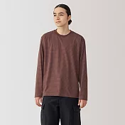 【MUJI 無印良品】男天竺圓領長袖T恤 M 棕橫紋