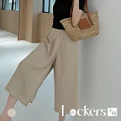 【Lockers 木櫃】寬鬆垂墜感冰絲七分闊腿褲裙 L113081507 FREE 米白色