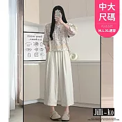 【Jilli~ko】中大尺碼薄款高腰垂感冰絲闊腿褲 J11856 FREE 杏色