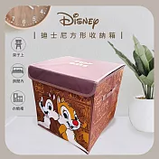 【Disney迪士尼】麻布收納箱/方形摺疊收納箱/收納盒 -奇奇蒂蒂款