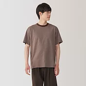 【MUJI 無印良品】男天竺圓領短袖T恤 M 棕橫紋