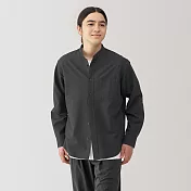 【MUJI 無印良品】男水洗牛津布立領長袖襯衫 M 深灰