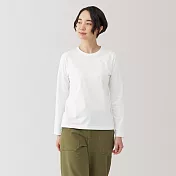 【MUJI 無印良品】女天竺圓領長袖T恤 S 白色