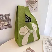 【素包包】日系幾何套結針織手挽隨行包 _蝴蝶結x綠色