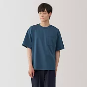 【MUJI 無印良品】男涼感寬版短袖T恤 M 藍色