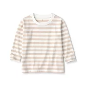 【MUJI 無印良品】幼兒容易穿脫圓領長袖T恤 80 淺米橫紋