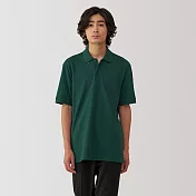 【MUJI 無印良品】男水洗鹿子織短袖POLO衫 M 深綠