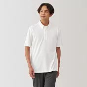 【MUJI 無印良品】男涼感鹿子織扣領短袖POLO衫 M 白色