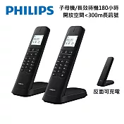 PHILIPS 設計款大螢幕電量顯示數位子母機無線電話-M4702B 黑