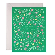 【 E.Frances 】Green Floral Birthday Greeting Card 生日卡 #BD313