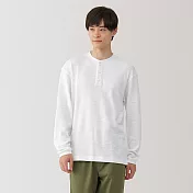 【MUJI 無印良品】男鬆餅紋亨利領長袖T恤 S 白色