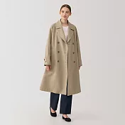 【MUJI 無印良品】女撥水加工雙排扣大衣 S 米色