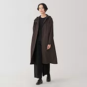 【MUJI 無印良品】女撥水加工附帽大衣 S 深棕