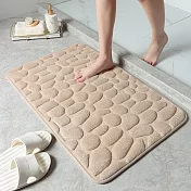 【Quasi】記憶棉石頭壓紋舒壓吸水地墊40x60cm 淺駝