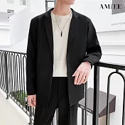 【AMIEE】韓流雅痞修身西裝外套(男裝/KDCY-Y73) L 黑