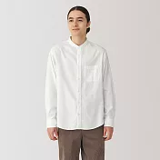 【MUJI 無印良品】男雙面起毛法蘭絨立領長袖襯衫 L 柔白