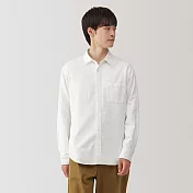【MUJI 無印良品】男雙面起毛法蘭絨長袖襯衫 XL 柔白