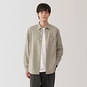 【MUJI 無印良品】男雙面起毛法蘭絨長袖襯衫 XS 米黃