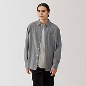 【MUJI 無印良品】男雙面起毛法蘭絨長袖襯衫 XL 灰色