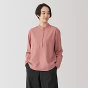 【MUJI 無印良品】女雙面起毛法蘭絨立領長袖套衫 S 煙燻粉