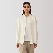 【MUJI 無印良品】女雙面起毛法蘭絨標準領長袖襯衫 S 柔白