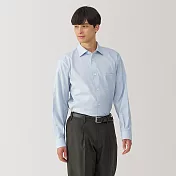 【MUJI 無印良品】男免熨燙半寬領長袖襯衫 S 淡藍