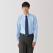 【MUJI 無印良品】男免熨燙標準領長袖襯衫 S 淺藍