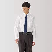 【MUJI 無印良品】男免熨燙標準領長袖襯衫 S 白色