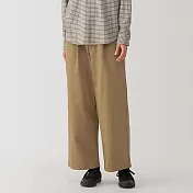 【MUJI 無印良品】女節紗綾織打褶寬版褲 XL 深米