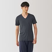 【MUJI 無印良品】男棉保暖V領短袖T恤 S 深灰