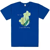 【MsMore】 五辦花立體珍珠邊圓領精梳棉短袖短版T恤上衣臺灣現貨# 121677 S 寶藍色