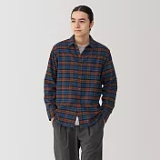 【MUJI 無印良品】男雙面起毛法蘭絨長袖襯衫 M 煙燻橘格紋