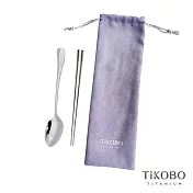 【鈦工坊TiKOBO】純鈦方形空心筷 鈦方財筷19公分(短款)+湯匙組合(贈絨布袋)