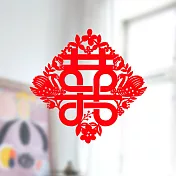 剪紙靜電貼/囍/天鵝/中 紅