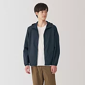 【MUJI 無印良品】男撥水加工可攜式連帽外套 M 黑色